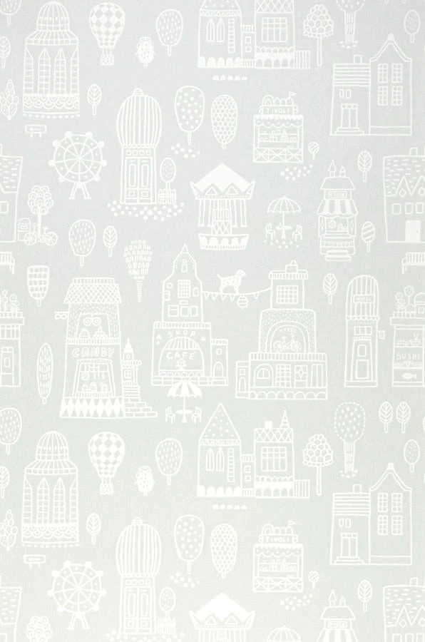 Tapete Small Town Hellgrau 4 Tapete Small Town Hellgrau – Bild 2