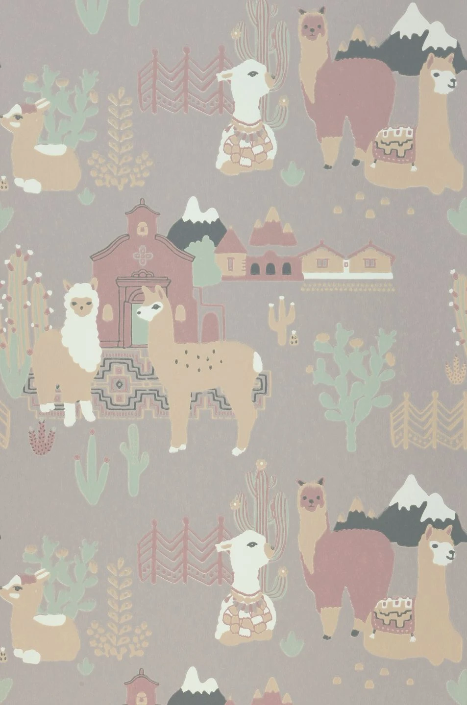 Tapete Lama Village Grauviolett 4 Tapete Lama Village Grauviolett – Bild 2