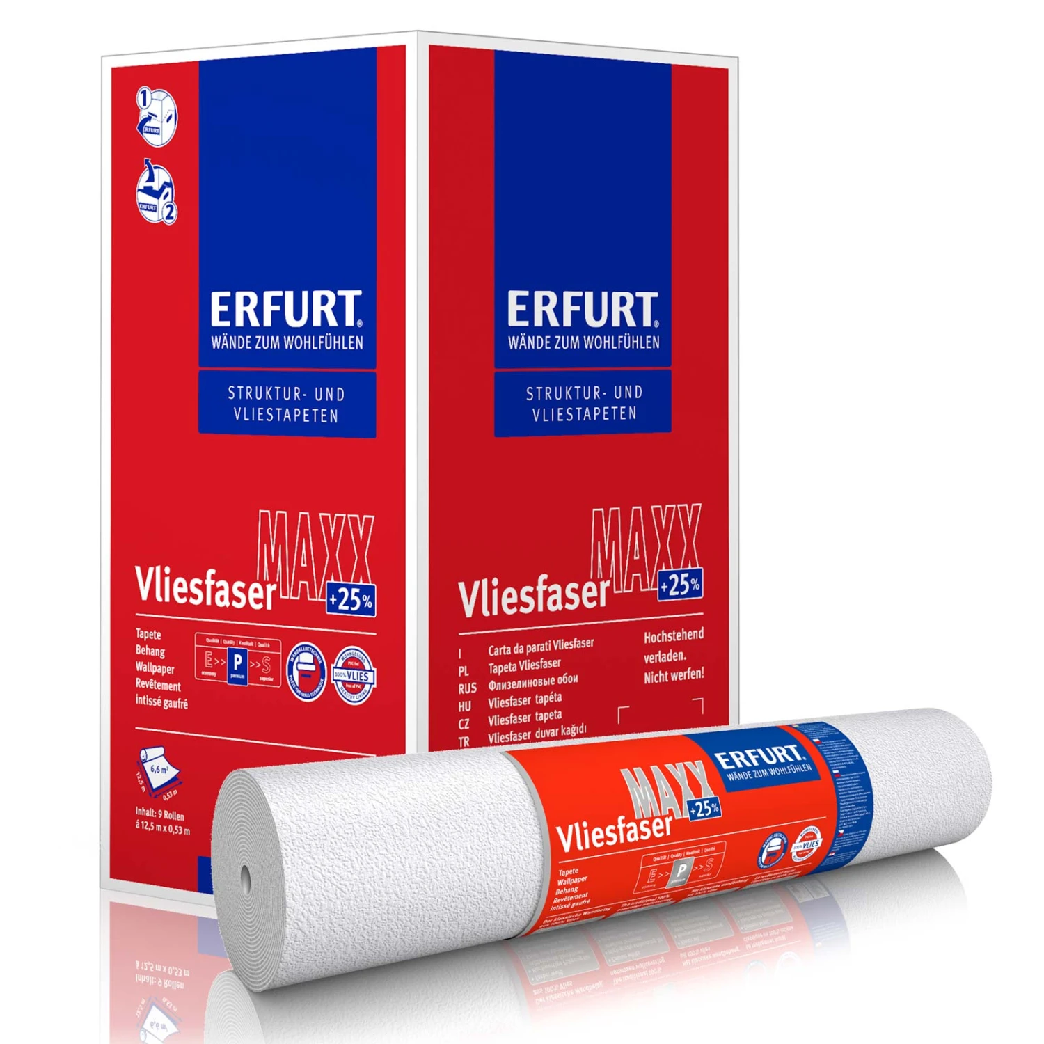 9 Rollen Erfurt Vliesfaser Maxx Feather 205 Premium 59,63m² 3 9 Rollen Erfurt Vliesfaser Maxx Feather 205 Premium 59,63m²