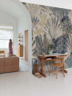 Digitaldruck Fächer Blattmuster Blau Beige Grau ML2901 -Innentapete Digitaldruck Faecher Blattmuster Blau Beige Grau ML2901 63217718 1