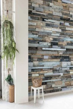 Digitaldruck Vlies-Fototapete 3D Holzwand Bunt | EP6001 -Innentapete Digitaldruck Vlies Fototapete 3D Holzwand Optik 1