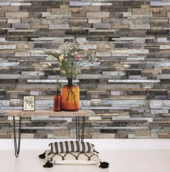 Digitaldruck Vlies-Fototapete 3D Holzwand Bunt | EP6001 -Innentapete Digitaldruck Vlies Fototapete 3D Holzwand bunt EP6001 188783