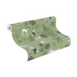 Kindertapete Rasch Dschungeltiere Dunkel-grün 531817 -Innentapete Kindertapete Rasch Dschungeltiere dunkelgruen 531817 190645 1