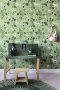 Kindertapete Rasch Dschungeltiere Dunkel-grün 531817 -Innentapete Kindertapete Rasch Dschungeltiere dunkelgruen 531817 190645 2