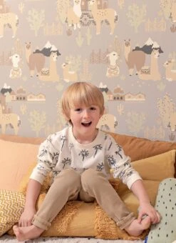 Tapete Lama Village Hellgrau -Innentapete Lama Village B 389361 2880x1440