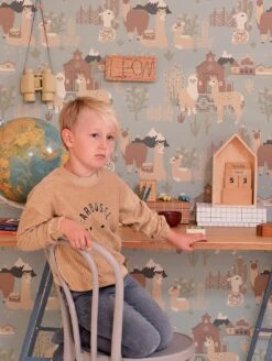 Tapete Lama Village Pastellgraublau -Innentapete Lama Village C 389363 2880x1440