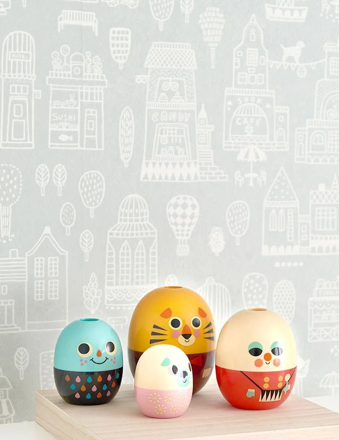 Tapete Small Town Hellgrau 3 Tapete Small Town Hellgrau