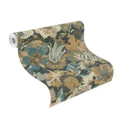 Tapete Barbara Home Collection Blüten Dunkelgrün-Blau -Innentapete Tapete Barbara Home Collection Blueten Dunkelgruen Blau 63212136 2