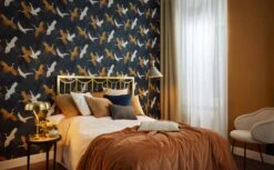 Tapete Barbara Home Collection Kranich Anthrazit-Beige