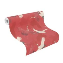 Tapete Barbara Home Collection Kranich Muster Rot-weiß -Innentapete Tapete Barbara Home Collection Kranich Muster Rot weiss 63212142 1