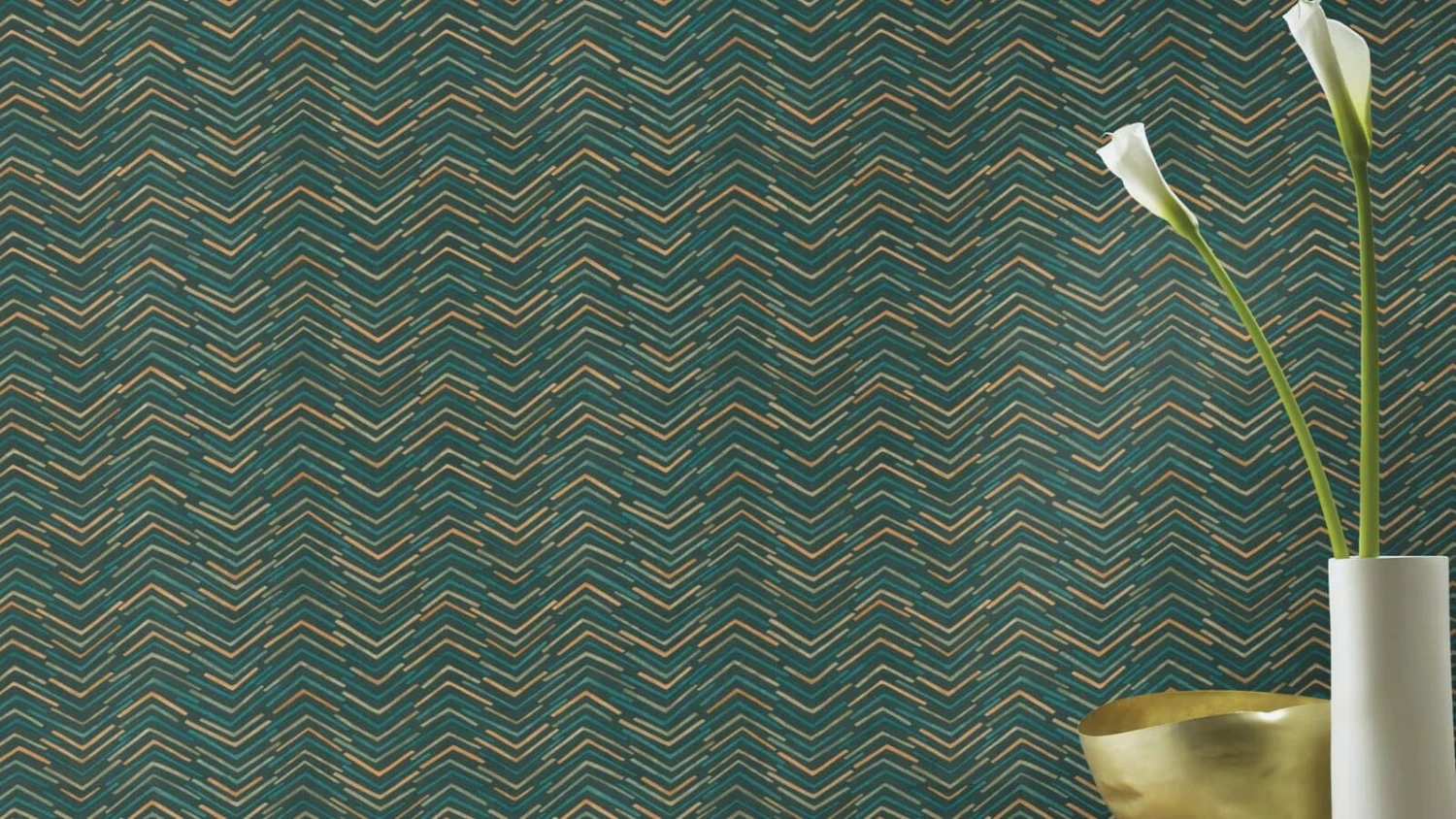 Tapete Barbara Home Collection Zickzack Dunkelgrün-Beige 6 Tapete Barbara Home Collection Zickzack Dunkelgrün-Beige – Bild 4