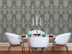 Tapete Flock Ornamente Silber Architects Paper 30544-4 -Innentapete Tapete Flock Ornamente Silber Architects Paper 3 2 1