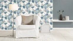 Barbara Home Vliestapete Blätter Weiß Blau Grün 536423 -Innentapete Tapete Vlies 536423 Blaetter weiss blau gruen rot 63203583 1