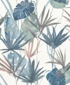 Barbara Home Vliestapete Blätter Weiß Blau Grün 536423 -Innentapete Tapete Vlies 536423 Blaetter weiss blau gruen rot 63203583 2
