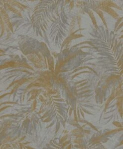 Tapete Vlies Blätter Grau Gold Glitzer Rasch Textil 229126