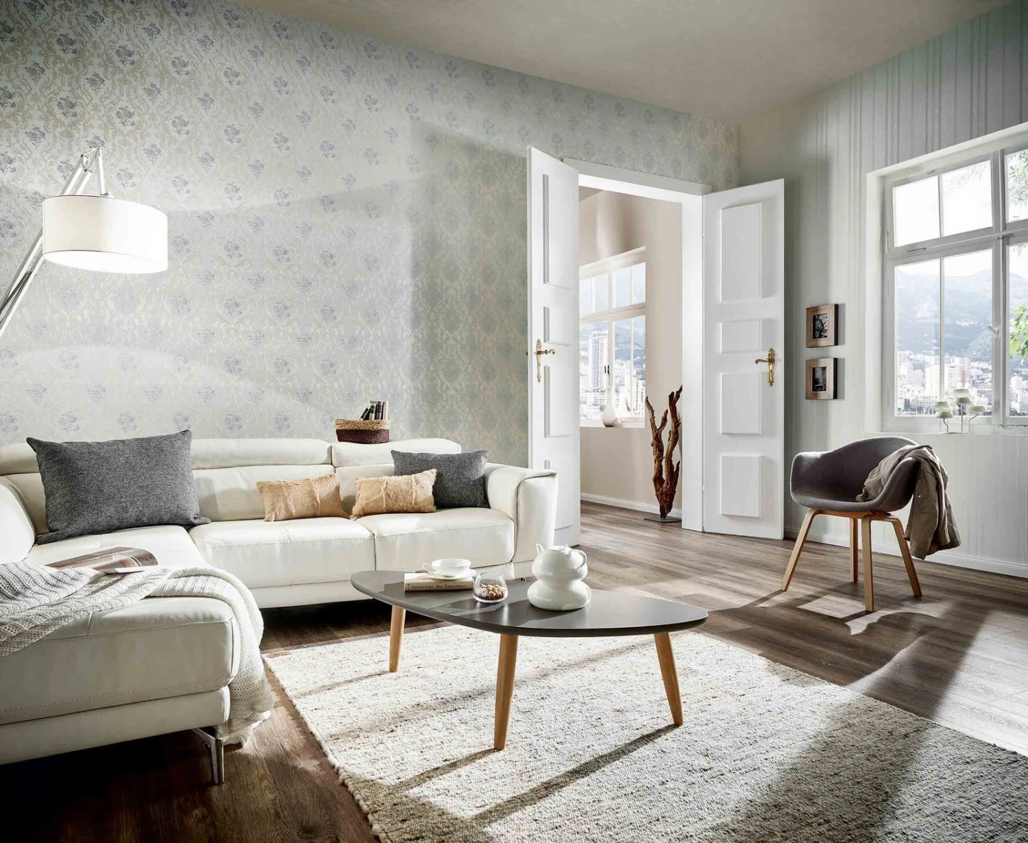 Tapete Vlies Damast Floral Grau Gold Glanz Marburg 30604 4 Tapete Vlies Damast Floral Grau Gold Glanz Marburg 30604 – Bild 2