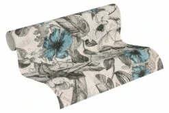 A.S. Creation Tapete Vlies Dschungel Blumen Grauweiß Blau 37216-2