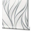 Tapete Vlies Grafisch Wellen Grau Glanz Novamur 82233