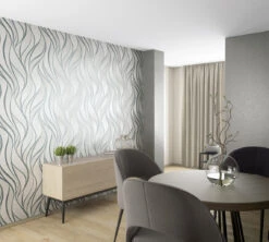 Tapete Vlies Grafisch Wellen Grau Glanz Novamur 82233 -Innentapete Tapete Vlies Grafisch Wellen grau Glanz Novamur 82233 63207552 2