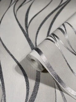 Tapete Vlies Grafisch Wellen Grau Glanz Novamur 82233 -Innentapete Tapete Vlies Grafisch Wellen grau Glanz Novamur 82233 63207552 3