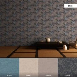 Tapete Vlies Koi Blätter Blau Kupfer Metallic 37859-4 -Innentapete Tapete Vlies Koi Blaetter blau kupfer Metallic 37859 4 63206685 4