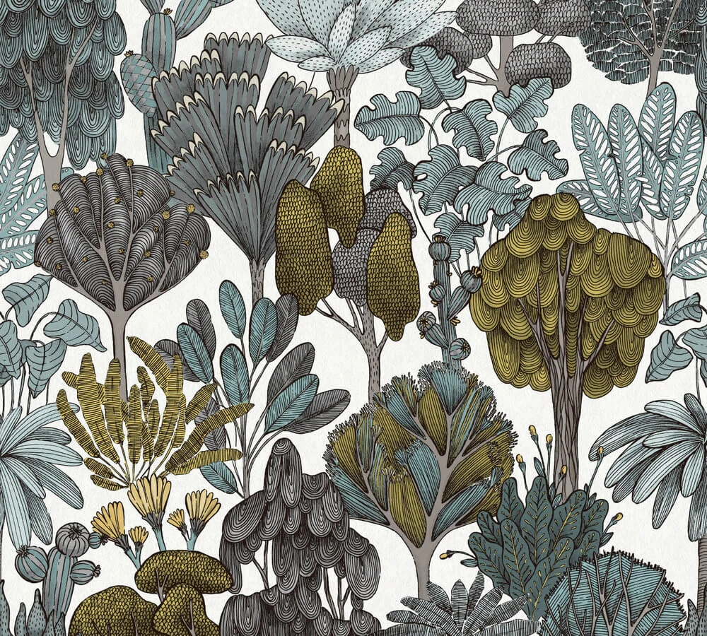 Tapete Vlies Palmen Floral Weiß Grün Grau 37757-3 4 Tapete Vlies Palmen Floral Weiß Grün Grau 37757-3 – Bild 2