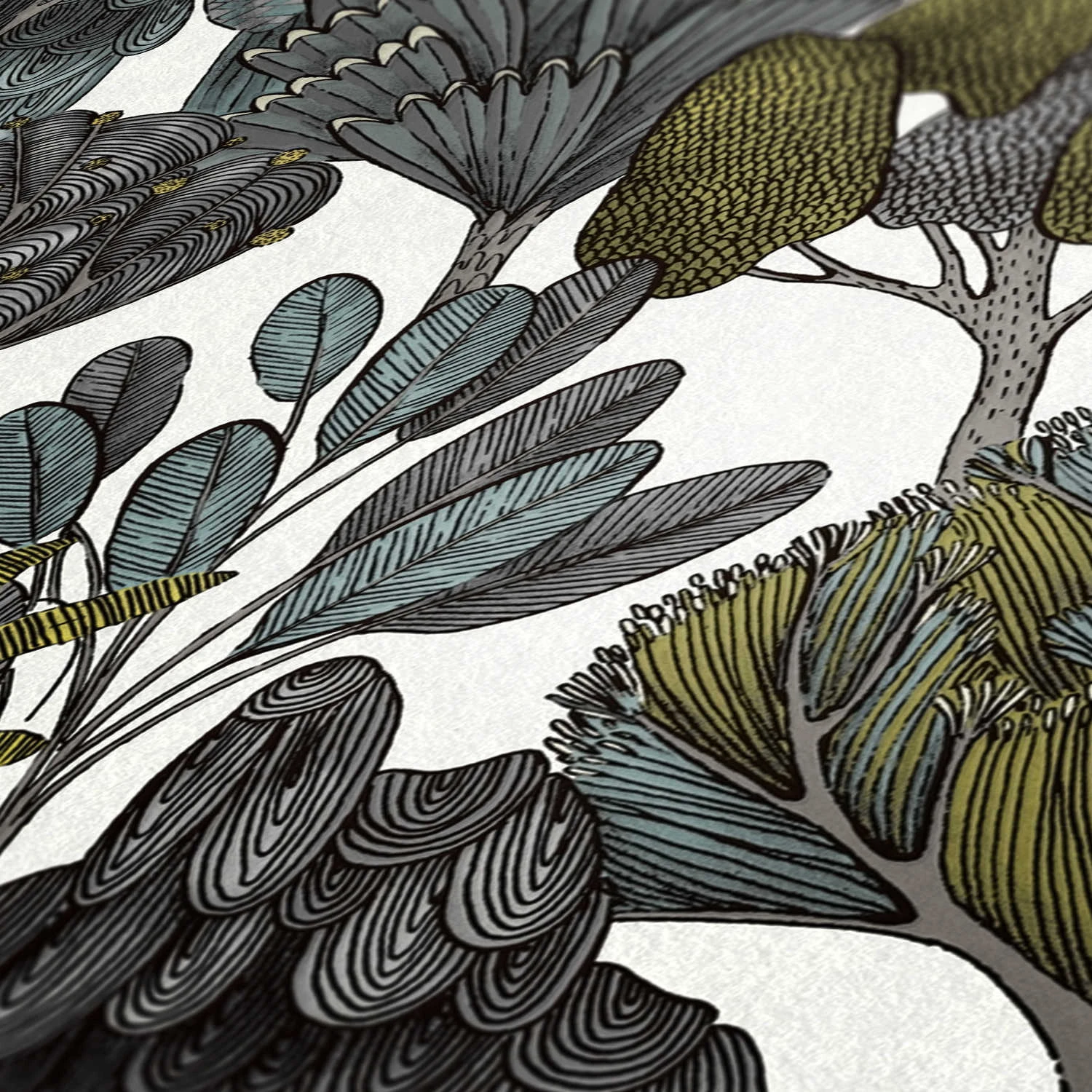 Tapete Vlies Palmen Floral Weiß Grün Grau 37757-3 5 Tapete Vlies Palmen Floral Weiß Grün Grau 37757-3 – Bild 3