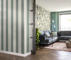 Tapete Vlies Rasch Blockstreifen Blau-grau Weiß 485448 -Innentapete Tapete Vlies Rasch Blockstreifen blau grau weiss 485448 63211671 1