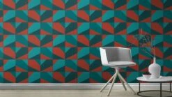 Tapete Vlies Rasch Leder-Kacheln Blau Orange-rot 419269 -Innentapete Tapete Vlies Rasch Leder Kacheln blau orange rot 419269 63207350 2