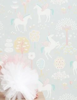 Tapete True Unicorns Hellgrau