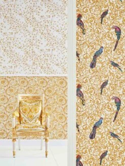 Versace Home Tapete Blumen Creme-weiß Gold Glanz 935855 -Innentapete Versace Home IV Vinyltapete Blumenregen cremeweiss gold Glanz 935855 63200308 1