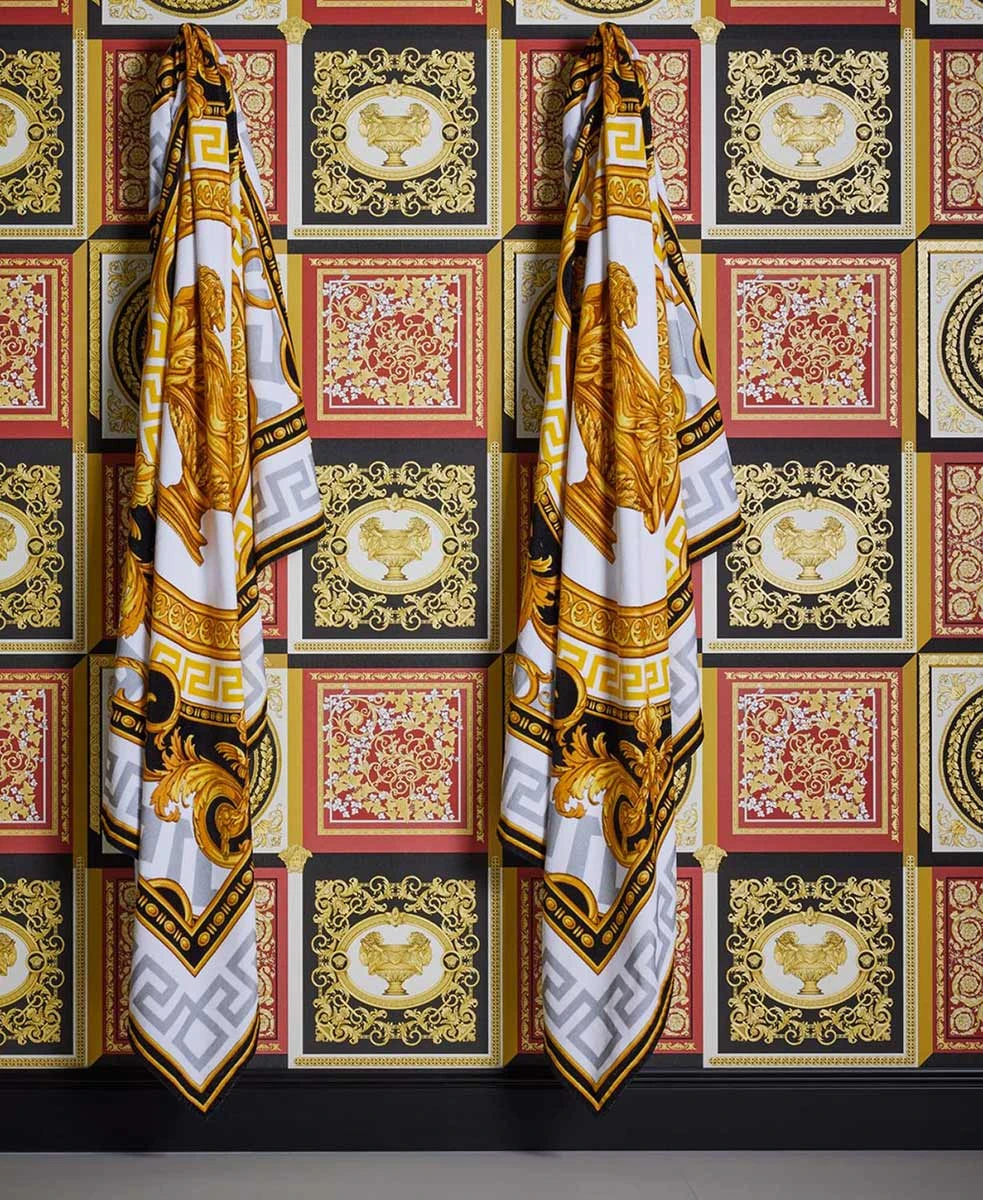 Versace Vliestapete 38704-6 Fliesen Optik Rot Schwarz 10 Versace Vliestapete 38704-6 Fliesen Optik Rot Schwarz – Bild 8