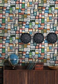 Tapete Vintage Air Travel Graublau -Innentapete Vintage air travel B 835252 2880x1440